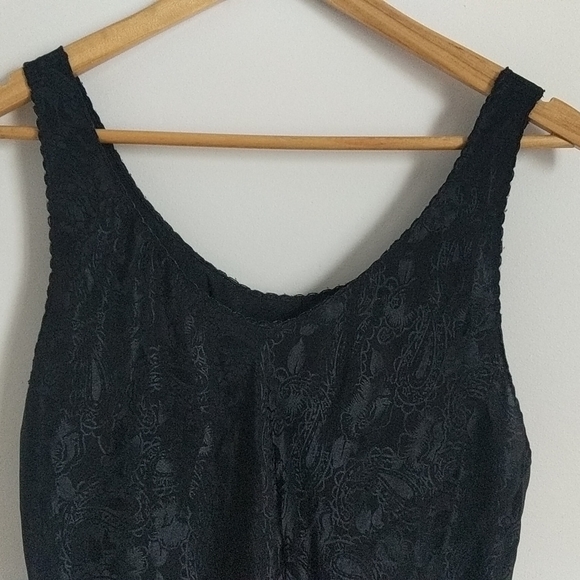 Linda Bis Vintage Black Satin Slip Dress - Picture 3 of 5